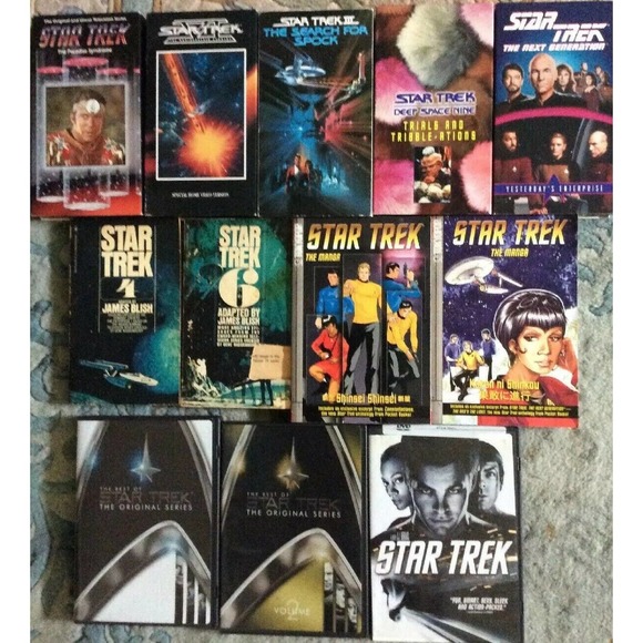 Star Trek Lot: 3 DVD'S, 5 VHS Tapes and 4 Paperback Books - Picture 1 of 10